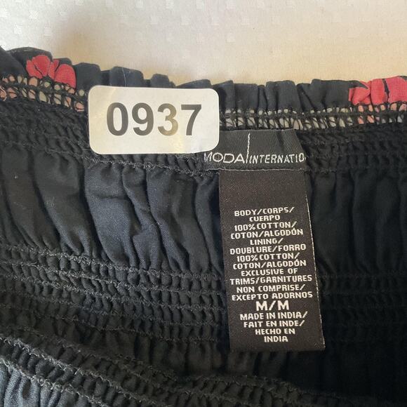 Moda International Women Dress M Black Floral Strapless A-Line - Picture 2 of 7